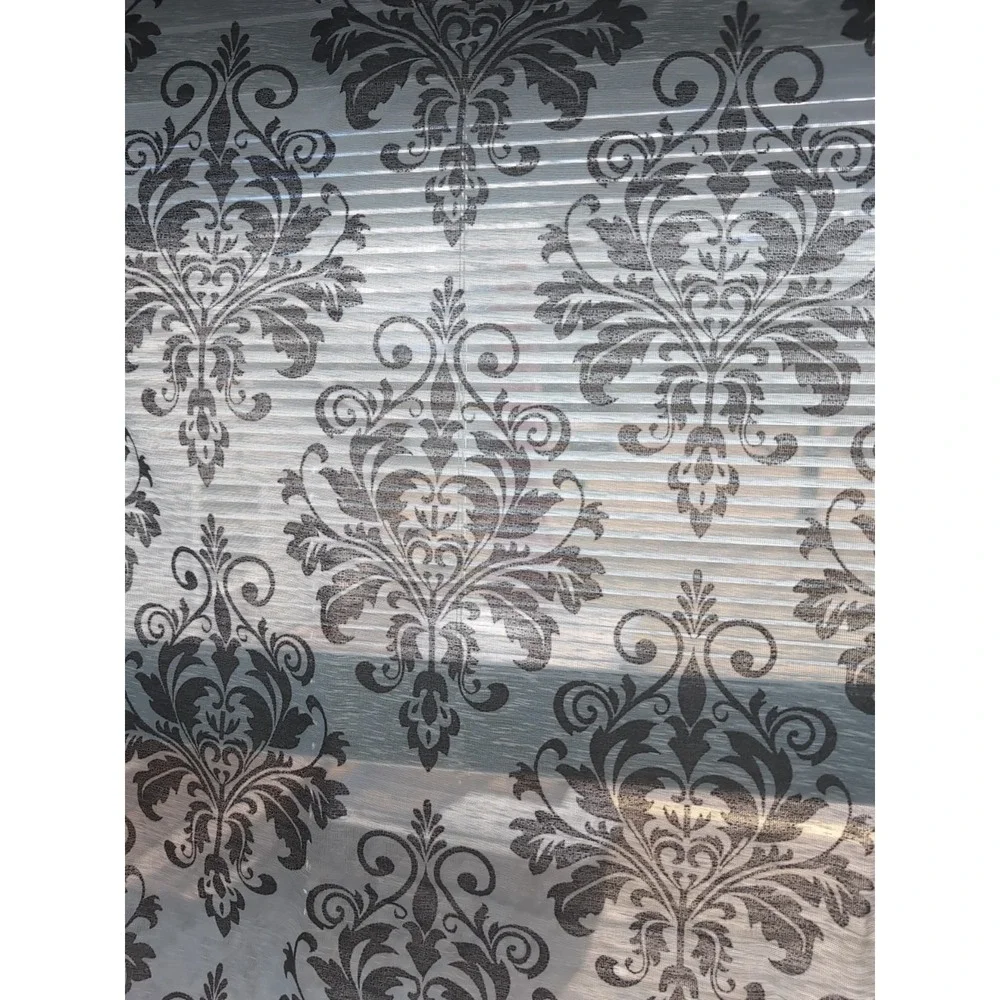 Curtains 84x37 Blue With‎ Black Pattern 2 Pack Transparent